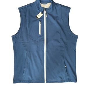Johnnie O Vest Mens Medium Blue Knockdown Wind Suede Fleece Sweater Vest
